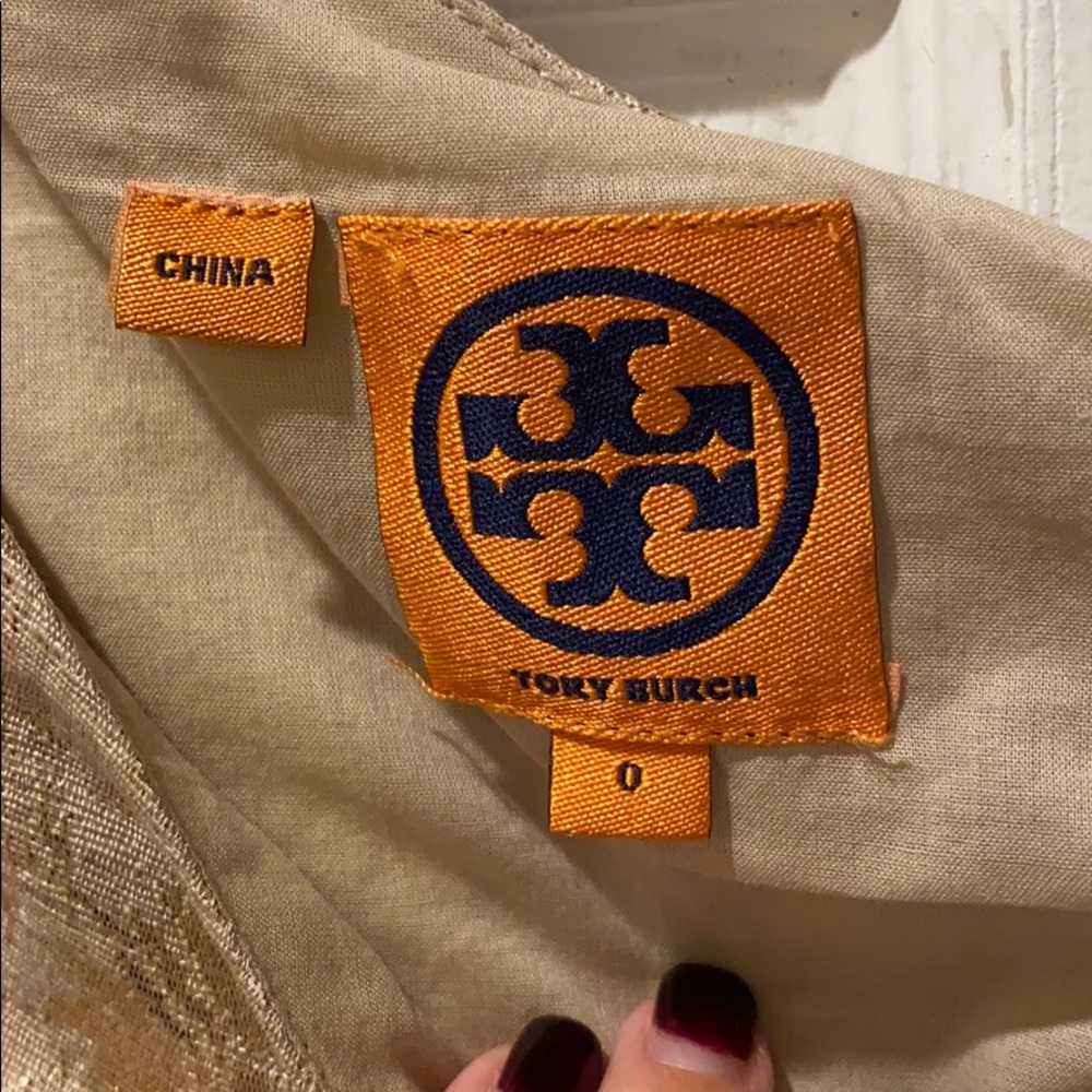 Tory Burch Ardell Ivory Metallic Jacquard linen blend cocktail dress size 0 - Picture 11 of 16